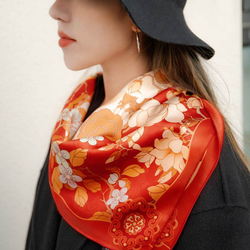 Mulberry Silk 14 Momme Square Scarf Luxury Accessory 63.5x63.5 cm - SinoCultural -- SS007R -