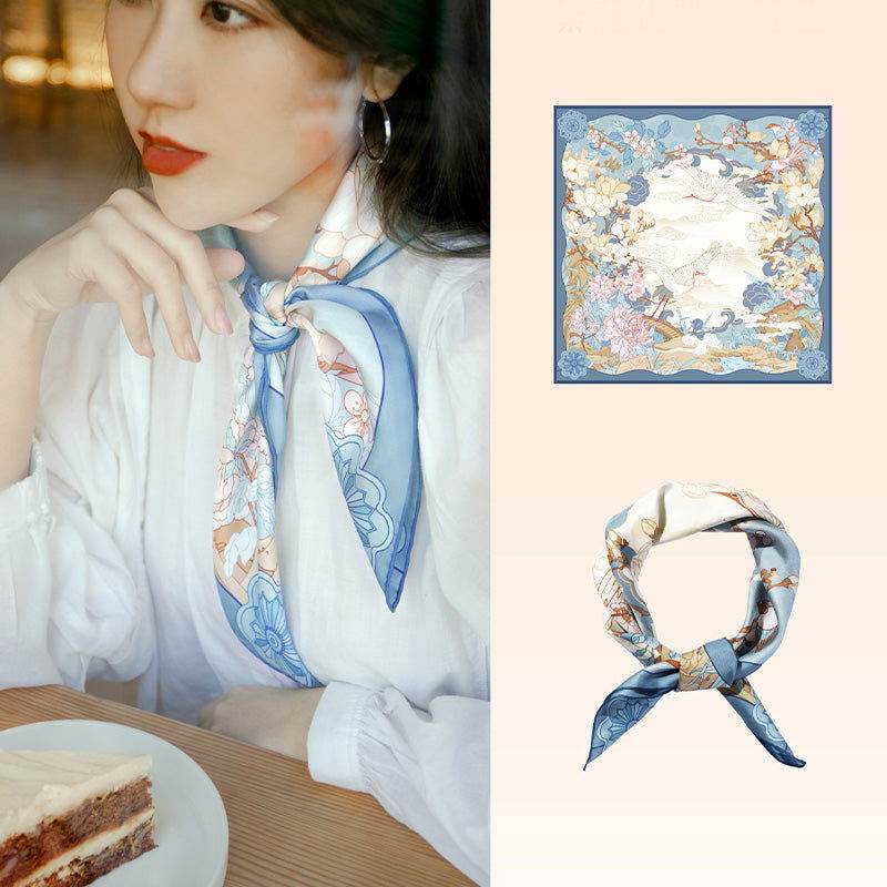 Mulberry Silk 14 Momme Square Scarf Luxury Accessory 63.5x63.5 cm - SinoCultural -- SS007R -