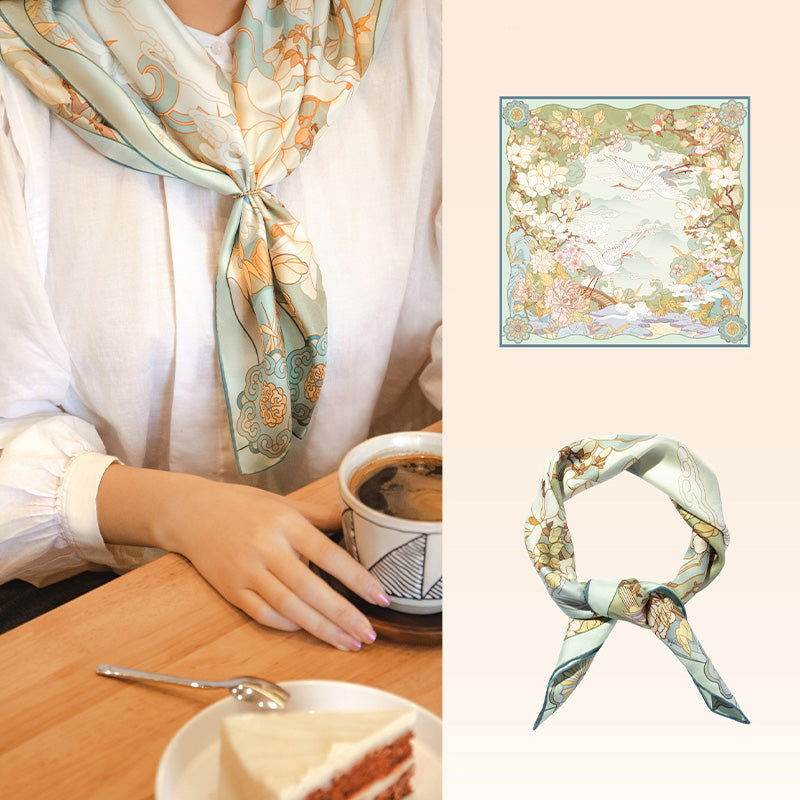 Mulberry Silk 14 Momme Square Scarf Luxury Accessory 63.5x63.5 cm - SinoCultural -- SS007R -