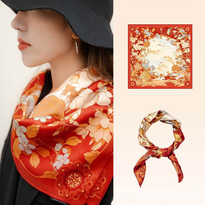 Mulberry Silk 14 Momme Square Scarf Luxury Accessory 63.5x63.5 cm - SinoCultural -- SS007R -