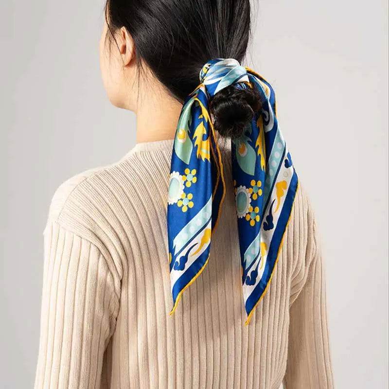 14 Momme Mulberry Silk Square Scarf Phoenix Crown 63x63cm - SinoCultural -- LS045