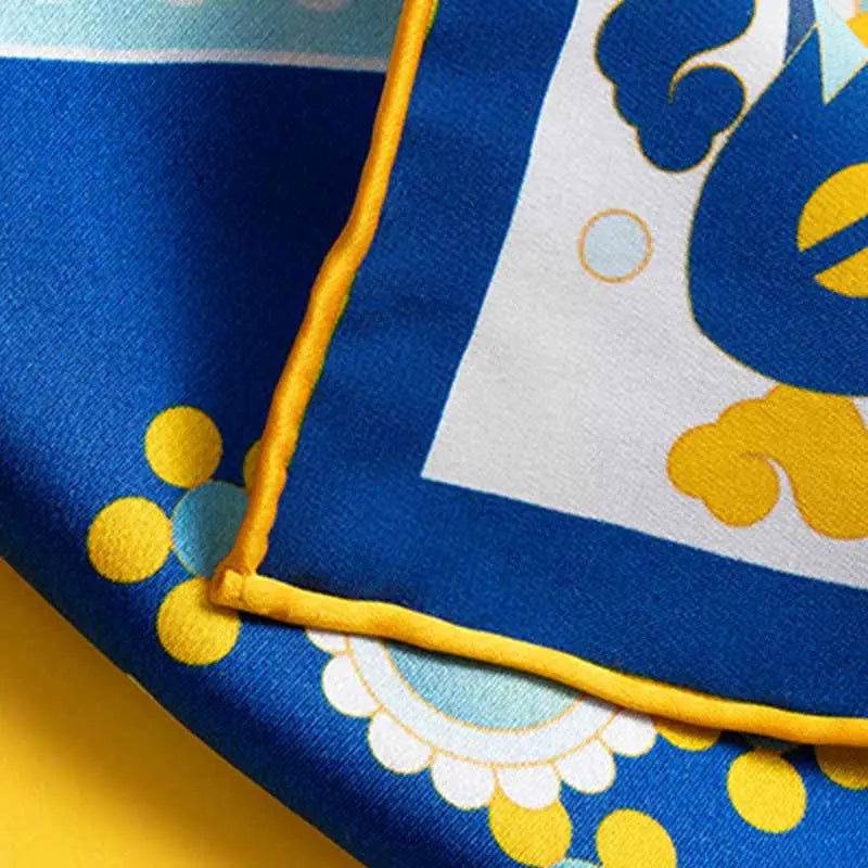 14 Momme Mulberry Silk Square Scarf Phoenix Crown 63x63cm - SinoCultural -- LS045