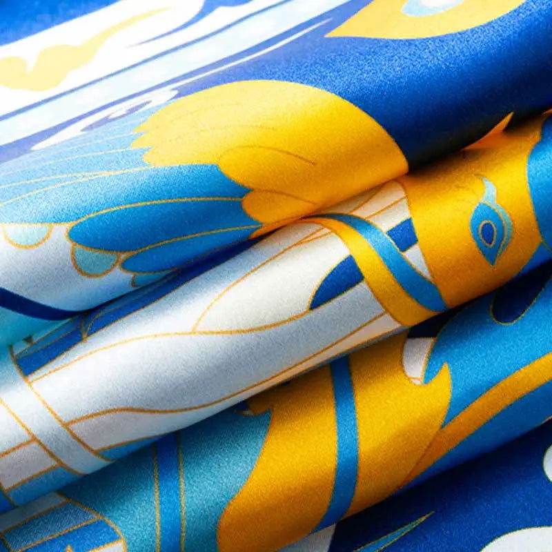 14 Momme Mulberry Silk Square Scarf Phoenix Crown 63x63cm - SinoCultural -- LS045