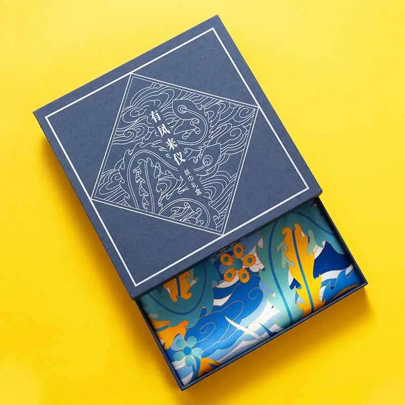 14 Momme Mulberry Silk Square Scarf Phoenix Crown 63x63cm - SinoCultural -- LS045