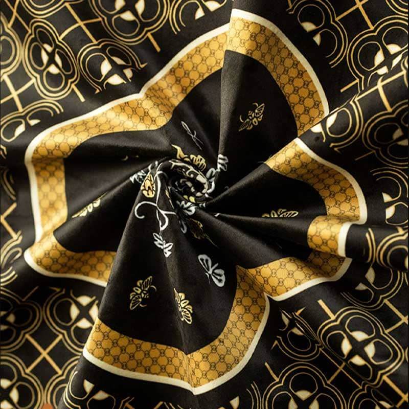 Chinoiserie Black-Gold Bamboo Vintage Wooden Chair Cushion - SinoCultural -- SC011A38