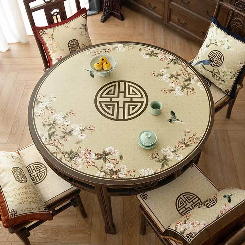 Chinoiserie Classical Sprout Yellow Short Plush Chair Cushion - SinoCultural -- SC018A38 -