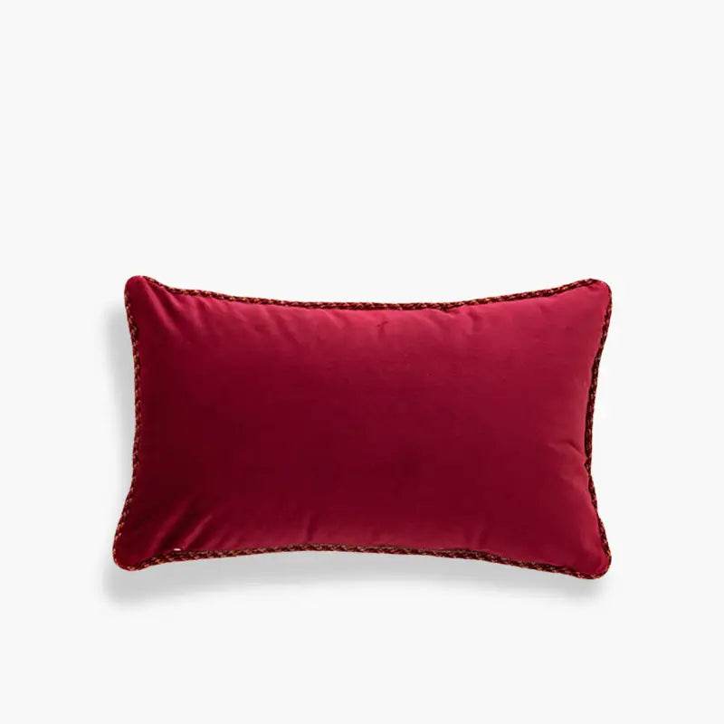 Chinoiserie Classical Red Flowers and Birds Short Plush Chair Cushion - SinoCultural -- SC021A38