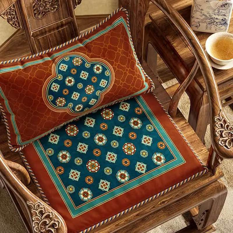 Chinoiserie Small Ball Pattern Short Plush Lumbar Pillow - SinoCultural -- WP028A01 -