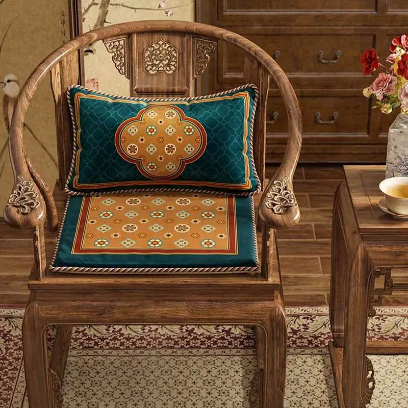 Chinoiserie Small Ball Pattern Short Plush Lumbar Pillow - SinoCultural -- WP028A01 -