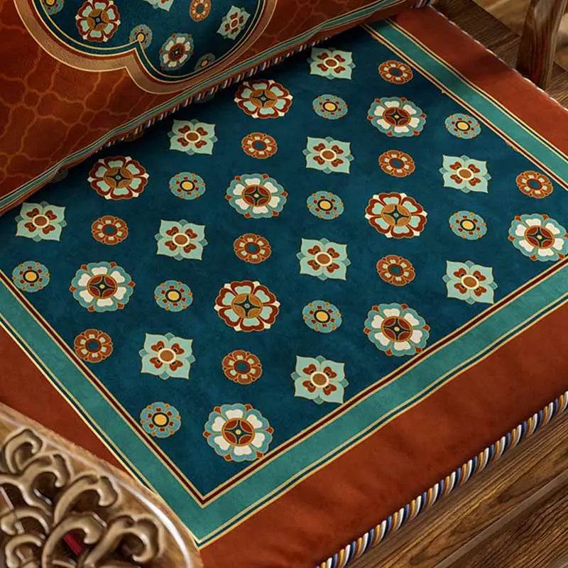 Chinoiserie Small Ball Pattern Short Plush Chair Cushion - SinoCultural -- SC028A38