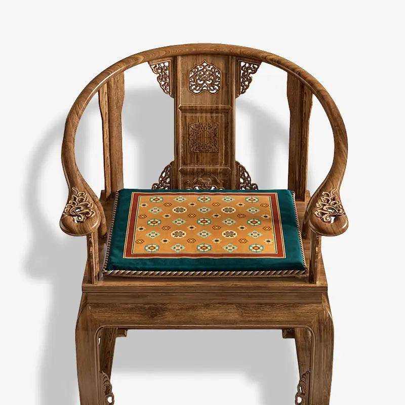 Chinoiserie Small Ball Pattern Short Plush Chair Cushion - SinoCultural -- SC028A38