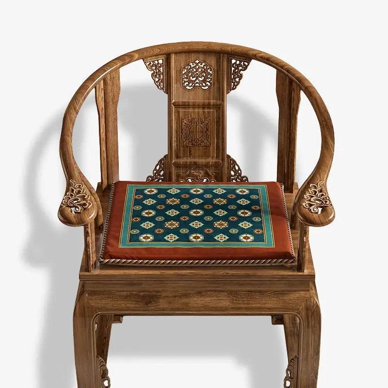 Chinoiserie Small Ball Pattern Short Plush Chair Cushion - SinoCultural -- SC028A38
