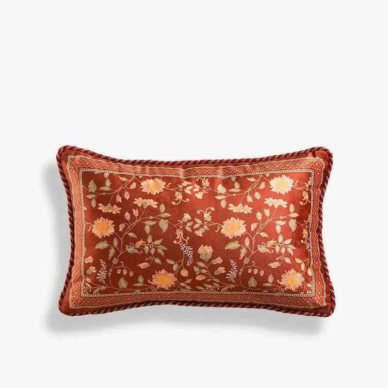 Chinoiserie Chrysanthemum Short Plush Lumbar Pillow - SinoCultural -- WP029A01