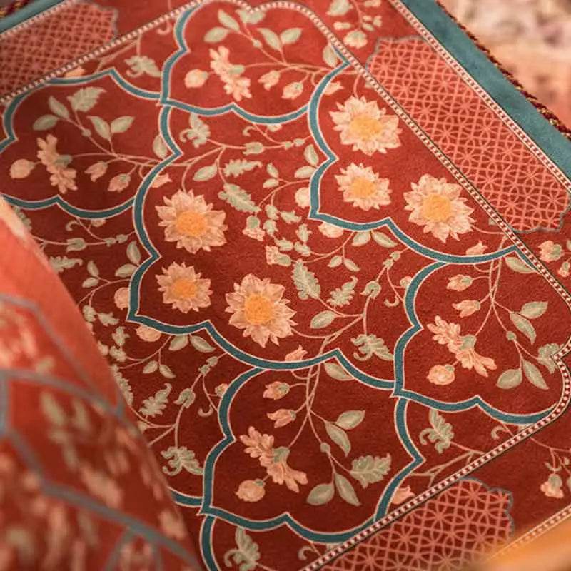 Chinoiserie Chrysanthemum Short Plush Red Chair Cushion - SinoCultural -- SC029B38