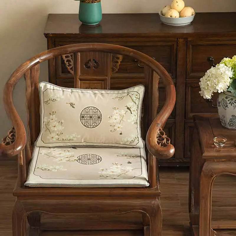 Chinoiserie Classical Windows Short Plush Chair Cushion - SinoCultural -- SC030A38 -
