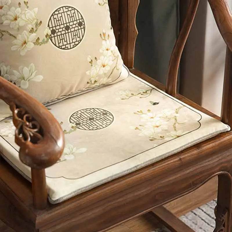 Chinoiserie Classical Windows Short Plush Chair Cushion - SinoCultural -- SC030A38 -