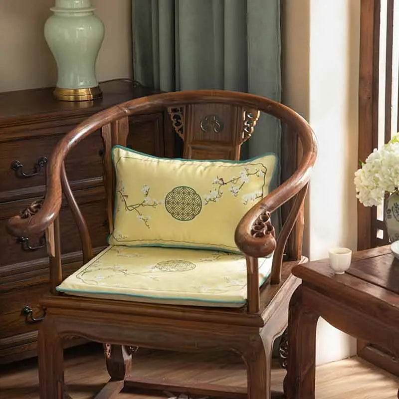 Chinoiserie Classical Windows Short Plush Chair Cushion - SinoCultural -- SC030A38 -