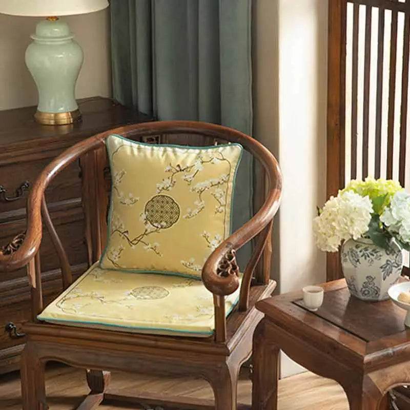 Chinoiserie Classical Windows Short Plush Chair Cushion - SinoCultural -- SC030A38 -