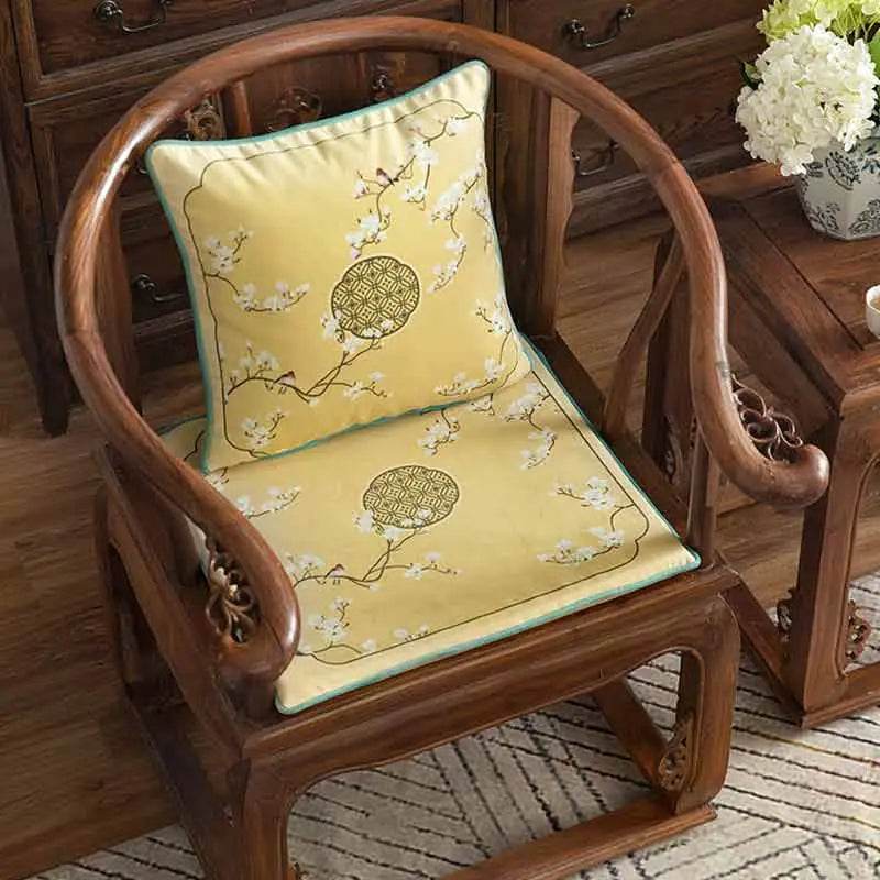 Chinoiserie Classical Windows Short Plush Chair Cushion - SinoCultural -- SC030A38 -