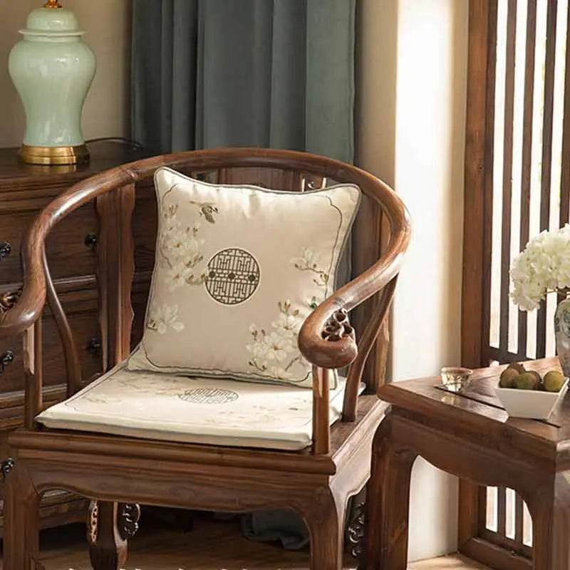 Chinoiserie Classical Windows Short Plush Chair Cushion - SinoCultural -- SC030A38 -