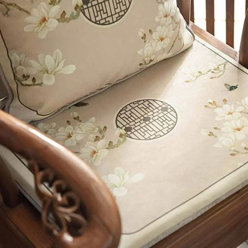 Chinoiserie Classical Windows Short Plush Chair Cushion - SinoCultural -- SC030A38 -