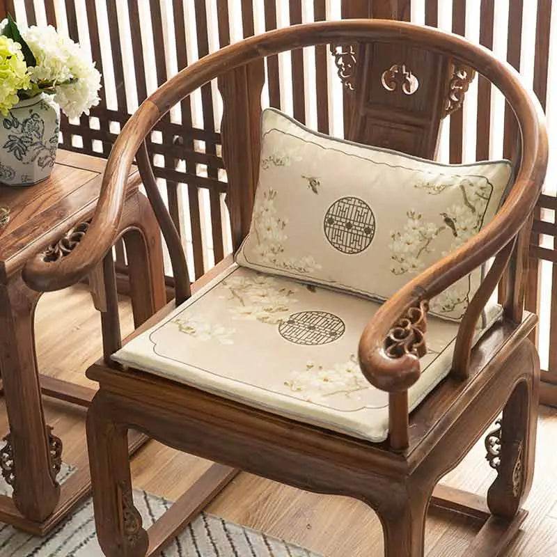 Chinoiserie Classical Windows Short Plush Chair Cushion - SinoCultural -- SC030A38 -