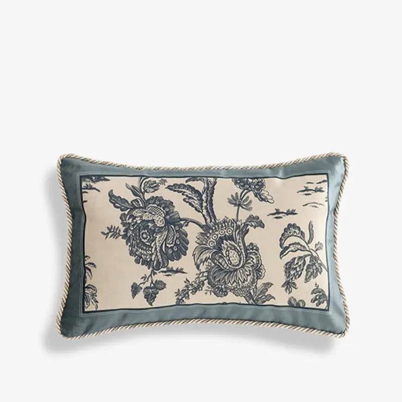 Chinoiserie Blue and White Porcelain Short Plush Chair Cushion - SinoCultural -- SC048A38