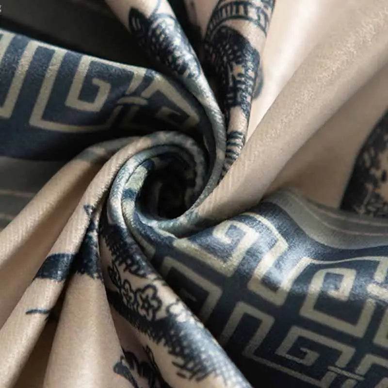 Chinoiserie Blue and White Porcelain Short Plush Chair Cushion - SinoCultural -- SC048A38