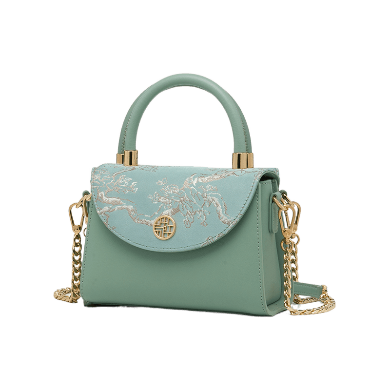 Embroidery Leather Shoulder Handbag Luxury Jacquard - SinoCultural -- SC1630-D1