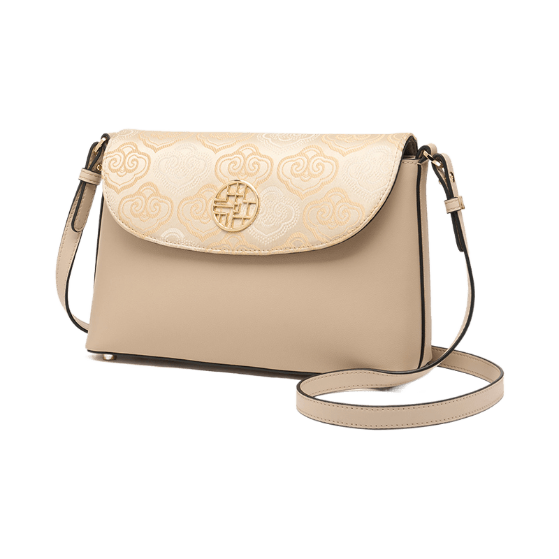Embroidery Leather Shoulder Bag Auspicious Clouds - SinoCultural -- SC1683-B2