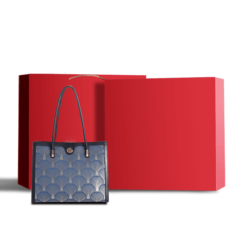 Embroidery Leather Elegant Single Shoulder Tote Bag with a Pocket - SinoCultural -- SC1750-A3
