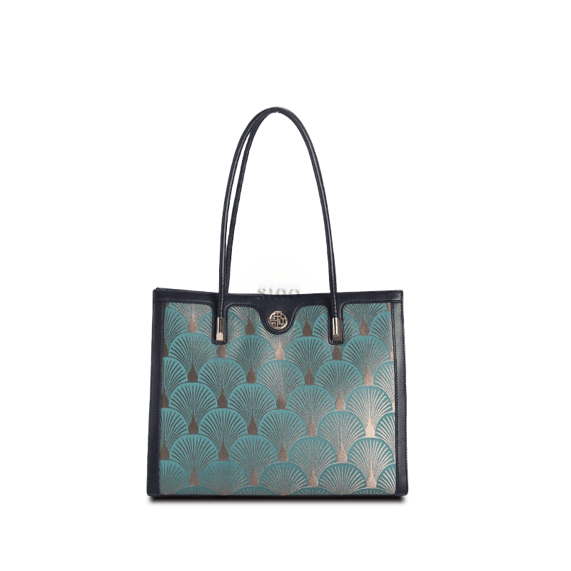Embroidery Leather Elegant Single Shoulder Tote Bag with a Pocket - SinoCultural -- SC1750-A3