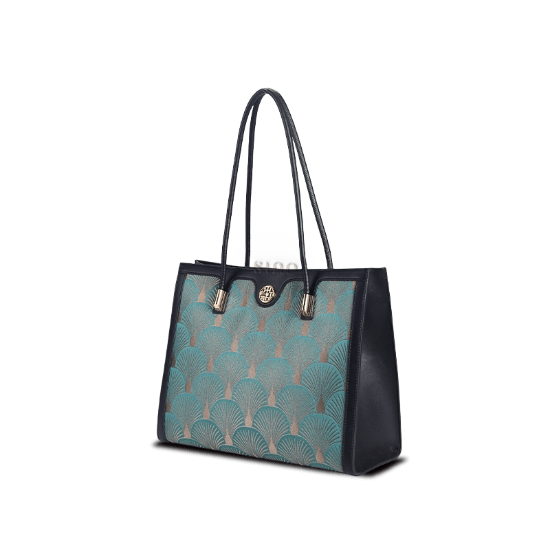 Embroidery Leather Elegant Single Shoulder Tote Bag with a Pocket - SinoCultural -- SC1750-A3 -