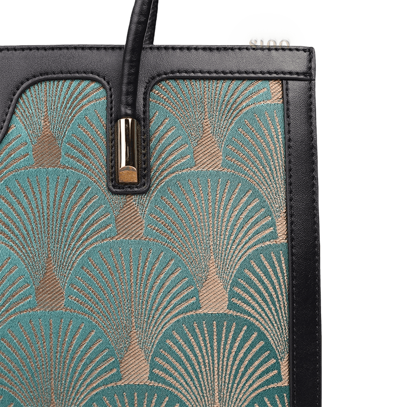Embroidery Leather Elegant Single Shoulder Tote Bag with a Pocket - SinoCultural -- SC1750-A3 -