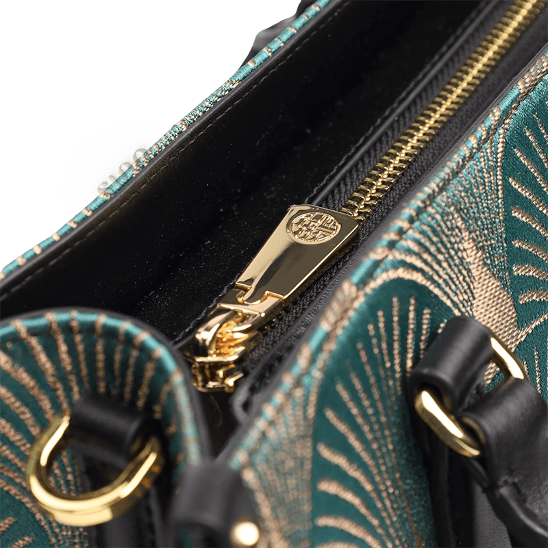 Embroidery Leather Elegant Commute Crossbody Tote Bag - SinoCultural -- SC1752-A3