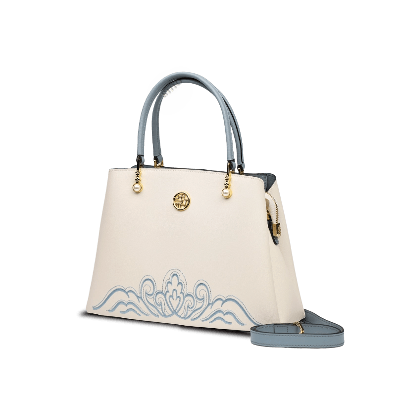 Embroidery Genuine Leather Elegant Crossbody Bag - SinoCultural -- SC1753-A2 -