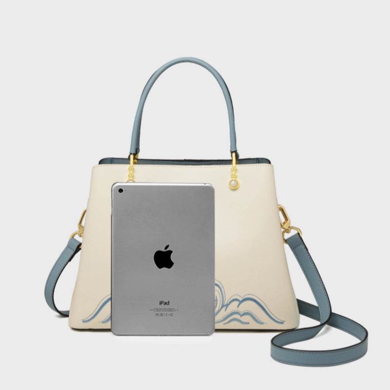 Embroidery Genuine Leather Elegant Crossbody Bag - SinoCultural -- SC1753-A2 -