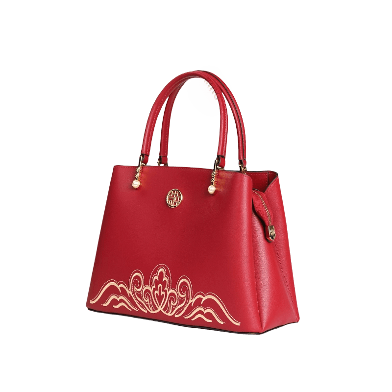Embroidery Genuine Leather Elegant Crossbody Bag - SinoCultural -- SC1753-A4 -