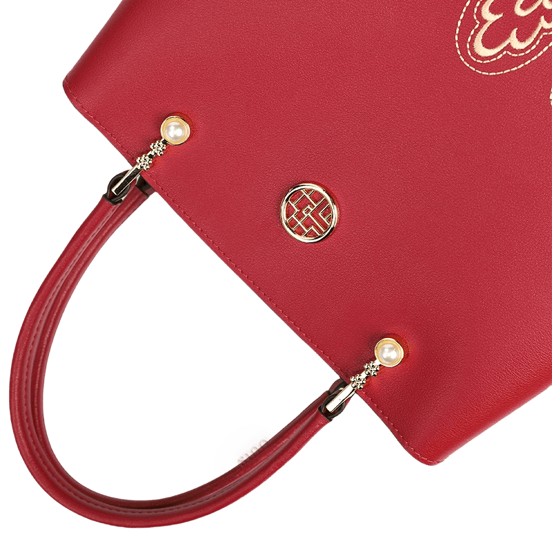 Embroidery Genuine Leather Elegant Crossbody Bag - SinoCultural -- SC1753-A4 -