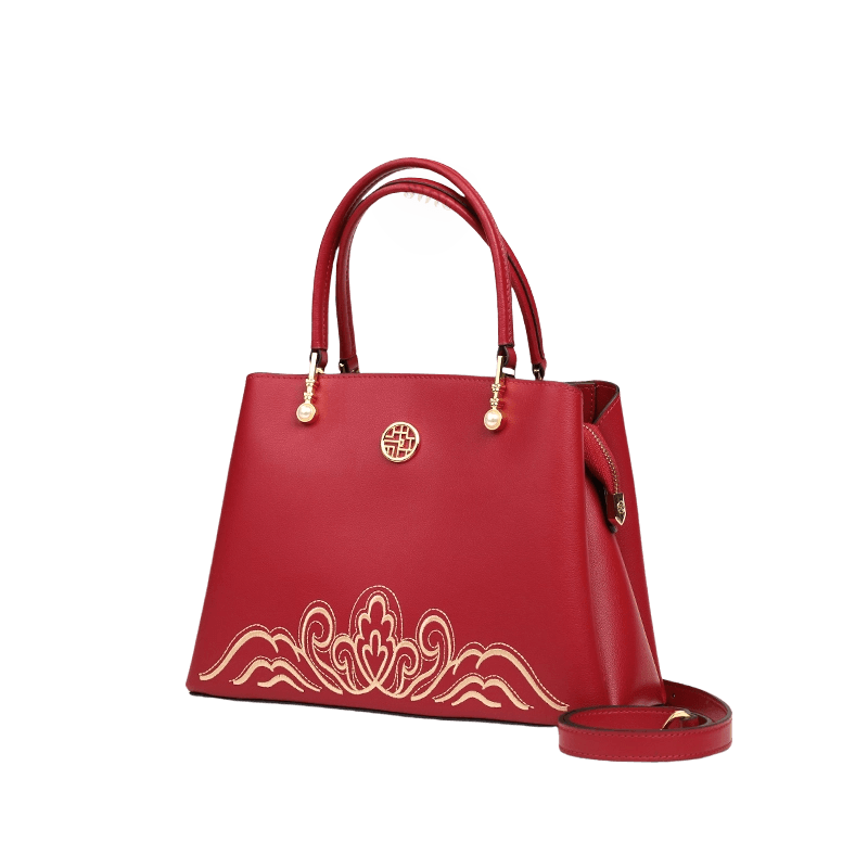 Embroidery Genuine Leather Elegant Crossbody Bag - SinoCultural -- SC1753-A4 -