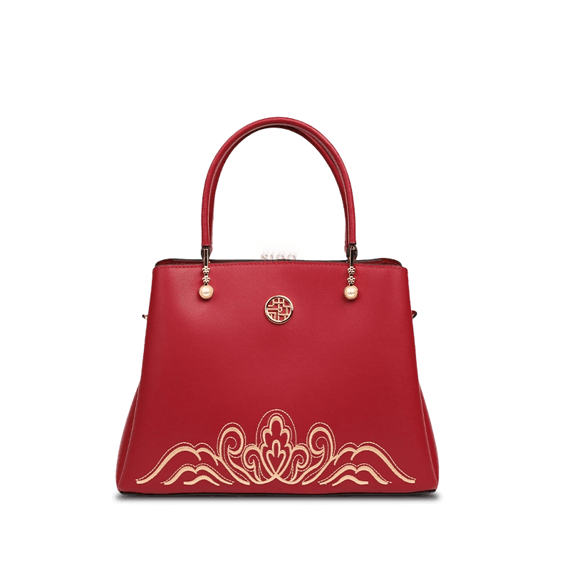 Embroidery Genuine Leather Elegant Crossbody Bag - SinoCultural -- SC1753-A4