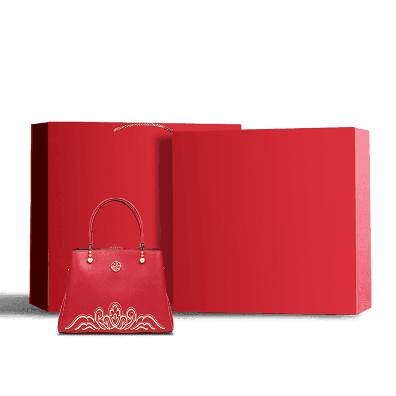Embroidery Genuine Leather Elegant Crossbody Bag - SinoCultural -- SC1753-A4