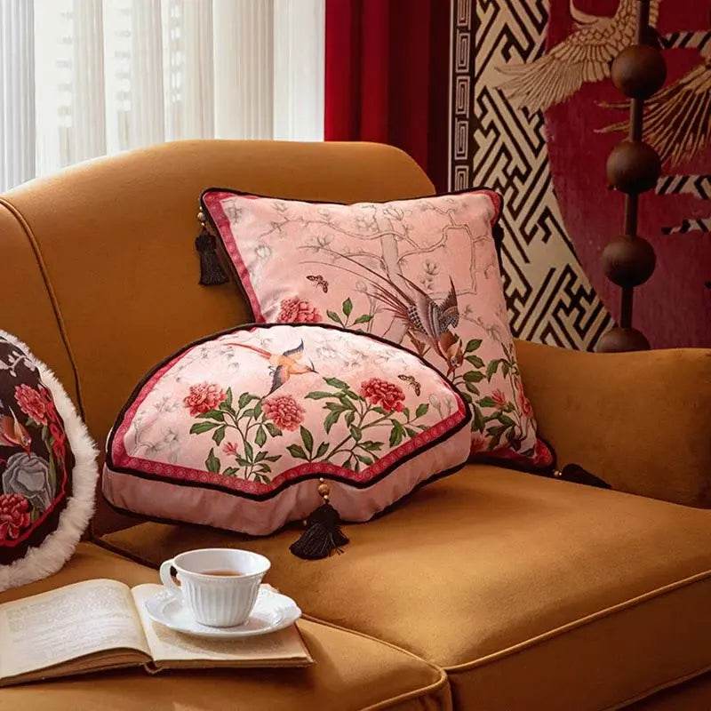 Chinoiserie Origina Powderl Pink Throw Pillow Spring Rococo Blossom Dreams - SinoCultural -- SJZBZ021A01