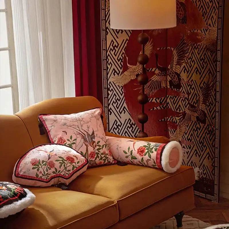 Chinoiserie Origina Powderl Pink Throw Pillow Spring Rococo Blossom Dreams - SinoCultural -- SJZBZ021A01