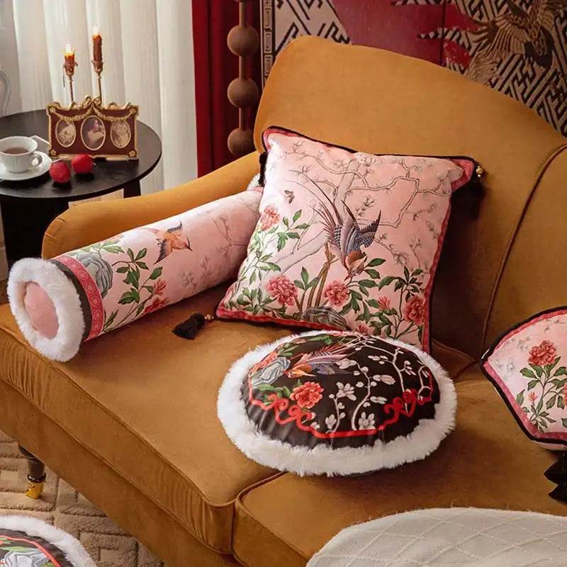 Chinoiserie Origina Powderl Pink Throw Pillow Spring Rococo Blossom Dreams - SinoCultural -- SJZBZ021A01