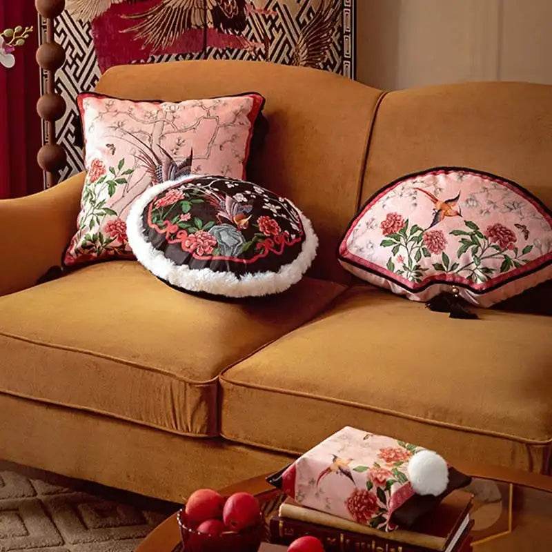 Chinoiserie Origina Powderl Pink Throw Pillow Spring Rococo Blossom Dreams - SinoCultural -- SJZBZ021A01