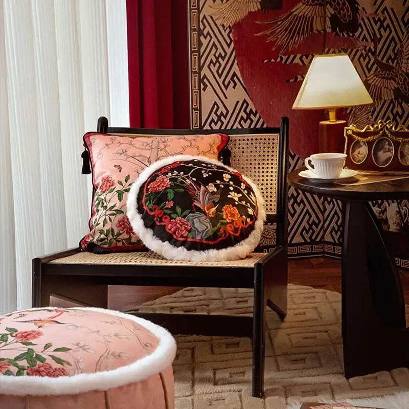 Chinoiserie Origina Powderl Pink Throw Pillow Spring Rococo Blossom Dreams - SinoCultural -- SJZBZ021A01