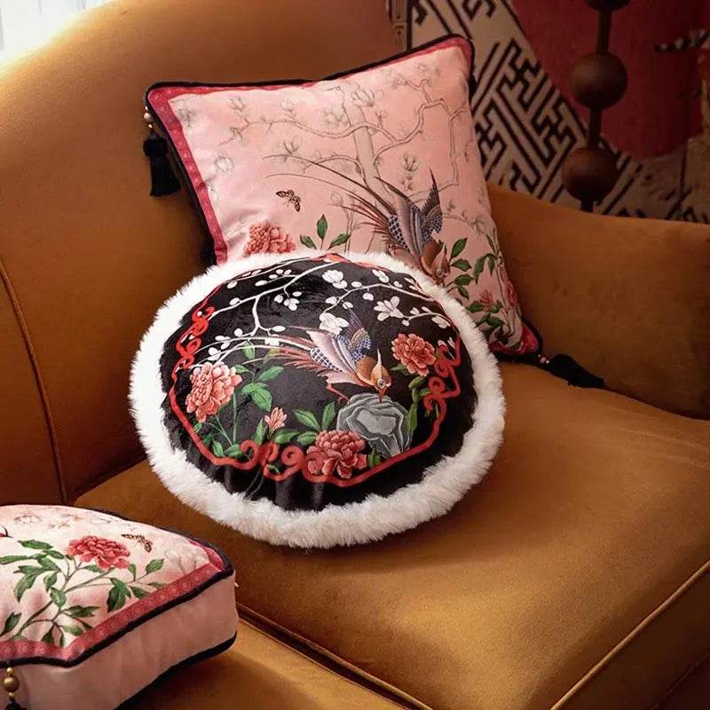 Chinoiserie Origina Powderl Pink Throw Pillow Spring Rococo Blossom Dreams - SinoCultural -- SJZBZ021A01