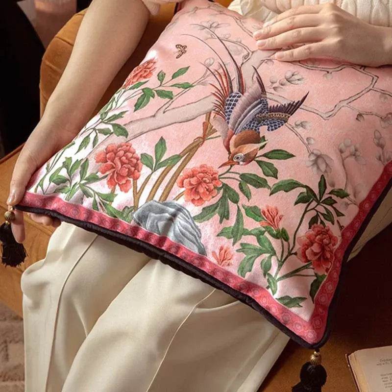 Chinoiserie Origina Powderl Pink Throw Pillow Spring Rococo Blossom Dreams - SinoCultural -- SJZBZ021A01