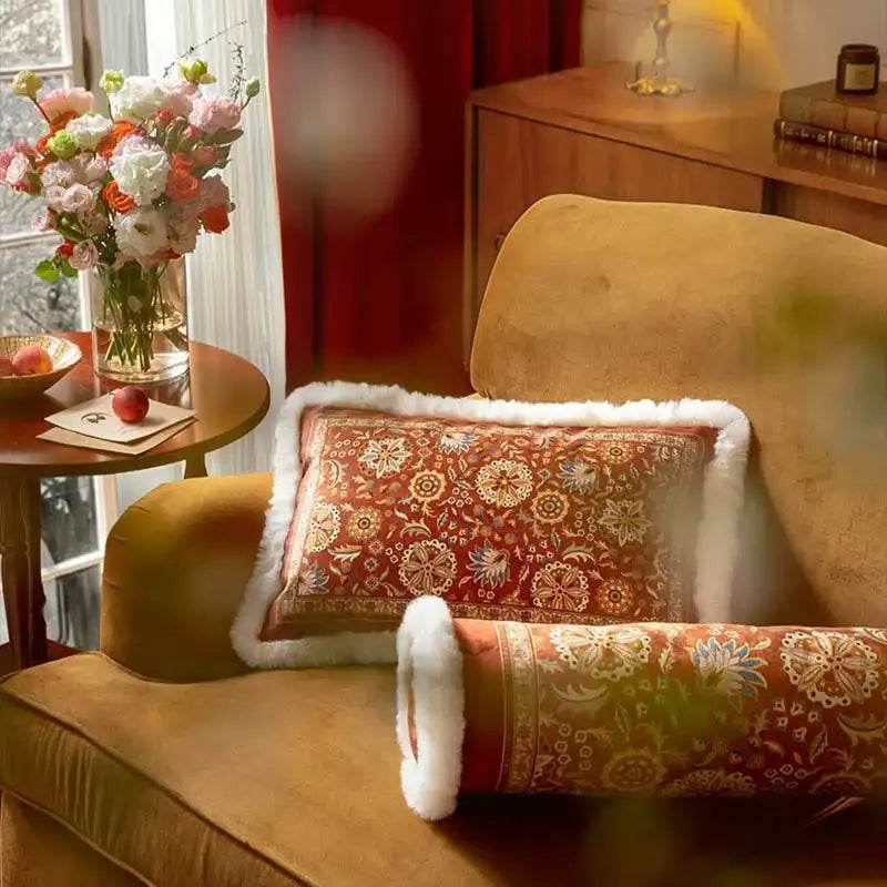 Chinoiserie Original Short Plush Throw Pillow Joyful Red Celebration - SinoCultural -- SJZBZ022RD01